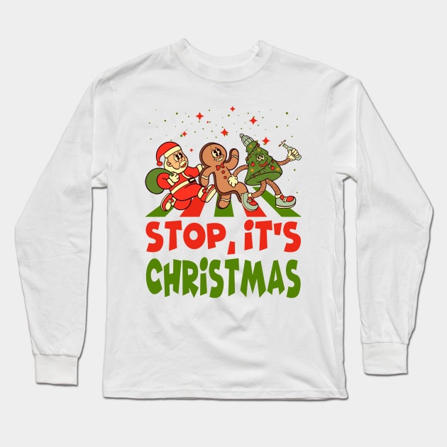 Christmas Road - 3, Santa Claus, Gingerbread man, Christmas tree Long Sleeve T-Shirt by Megadorim